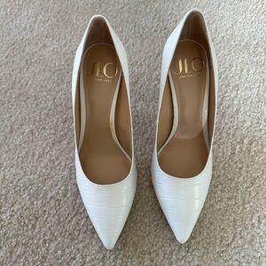 J Lo Jennifer Lopez White Croc Pelana Pump